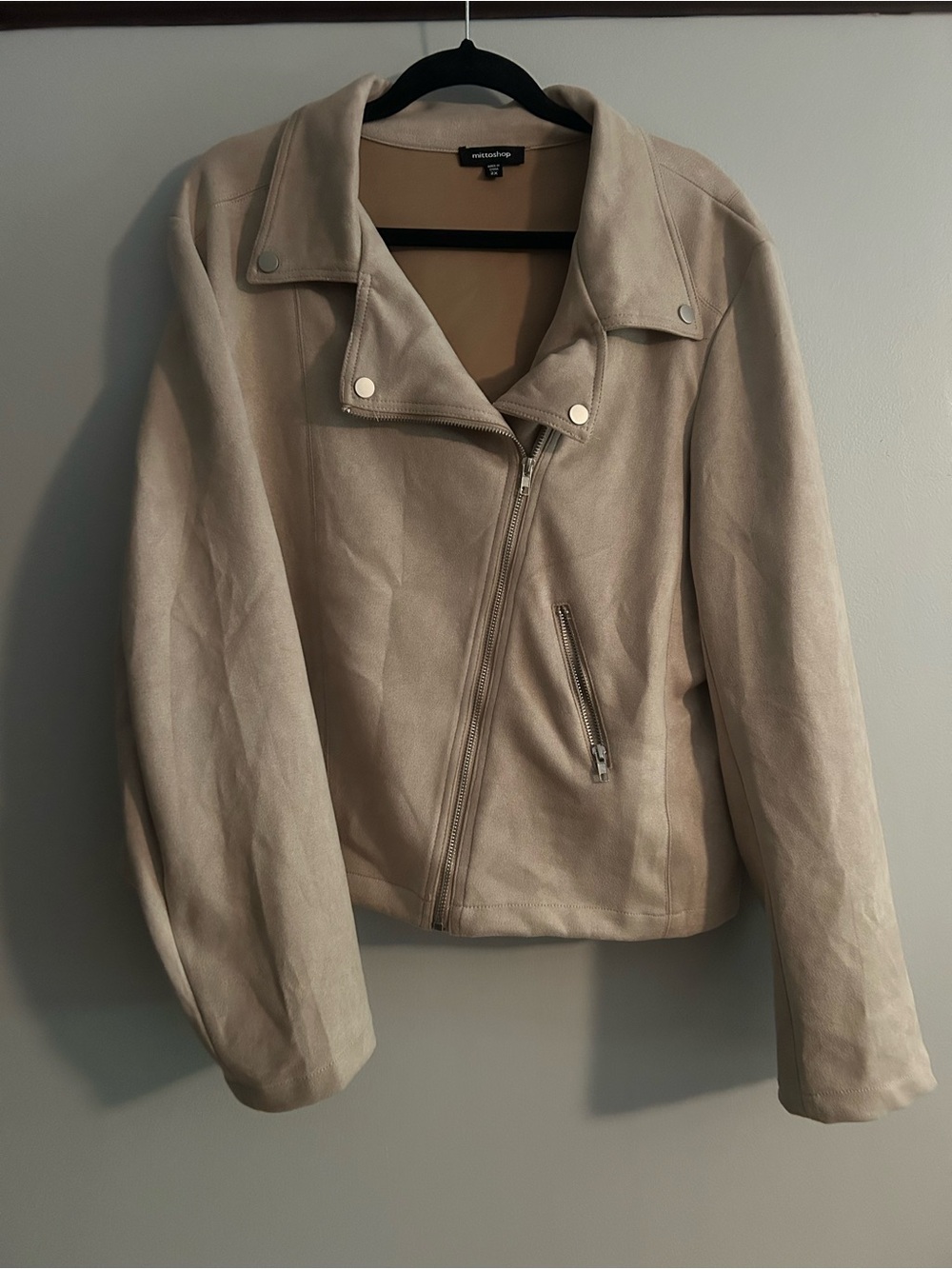 mittoshop Taupe Suede-Look Moto Jacket